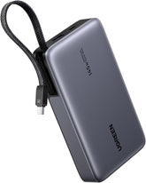 UGREEN Nexode 20000mAh 145W Power Bank Laptop Charger with Built-in Cable | High-capacity, 3-device fast charging, dual USB-C ports, flight-safe, digital display, fast-charge Laptops/Phones/Tablets