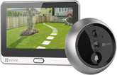 EZVIZ DP2C 1080p Video Door Viewer Peephole Camera with 4.3" Color Screen Display, Built in Chime, Rechargable Battery, APP Viewing, Two Way Audio, PIR Motion Detection, Metal Housing, Cloud/SD