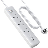 UGREEN GaN 6-in-1 Surge Protector Power Strip with PD30W USB-C (2A1C), Overload/Short-Circuit/Overheat Protection Extension Cord with 3 AC Outlet, UK Plugs with 2M Lead for Home Office Travel, etc