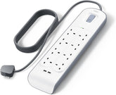 Belkin 8 Way/8 Plug Surge Protection Strip With 2 Meters Cord Length - Heavy Duty Electrical Extension Socket x 2.4 A Shared USB Ports