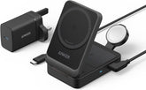 Anker MagSafe Charger Compatible, MagGo 3-in-1 Wireless Charging Station, Qi2 Certified 15W Wireless Stand, Apple Watch Charger for MagSafe, For iPhone 17/16/15, AirPods (40W USB C Charger Included)