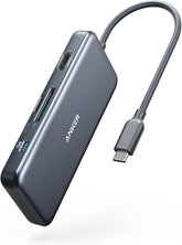 Anker 341 USB-C Hub (7-in-1) with 4K HDMI, 100W Power Delivery, USB-C and 2 USB-A 5 Gbps Data Ports, microSD and SD Card Reader, for MacBook Air, MacBook Pro, XPS, and More