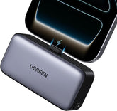 UGREEN Mini Power Bank, 5000mAh with Built-In 3.77mm Long USB C Connector | SCP 22.5W Fast Charging, pocket-sized, charging for iPhone 17/16, Galaxy S26, AirPods, Huawei, for travel/work/outdoor use