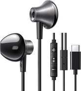 UGREEN USB C Earphones Semi-in ear Wired Headphones with Volume Control, Type-C Earbuds Noise-cancelling Microphone 14.2mm Driver, for iPhone 16 Series, Galaxy S25/S24/S23 Series, iPad Pro, iPad Air