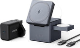 Anker 3-in-1 Cube Compatible with MagSafe - 15W Fast Charging, Foldable Wireless Charge Station for Apple Watch, iPhone 17/16/15, and AirPods Pro (Charger and Interchangeable Plugs Included)