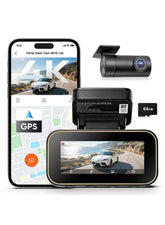 70mai A810 Lite Dash Cam, 4K Front & 1080P Rear, Night Vision, Supercapacitor, 64GB SD Card Included, GPS, 3.18" IPS Display, 24H Parking Mode (Optional)