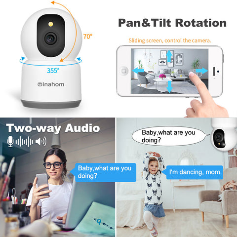 Pan & Tilt Full HD 5MP Smart Camera with Wi-Fi Support 2.4G or 5G Wi-Fi Motion detection alarm Human Alarm Phone push alarm Supported max 128GB microSD card for recording and playback