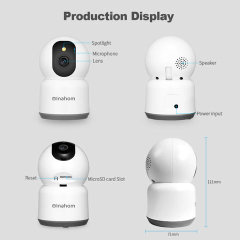 Pan & Tilt Full HD 5MP Smart Camera with Wi-Fi Support 2.4G or 5G Wi-Fi Motion detection alarm Human Alarm Phone push alarm Supported max 128GB microSD card for recording and playback