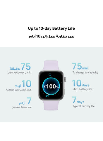 Watch FIT4 Smart Watch, 1.82” Display, 100+ Sports modes, Fitness and Sleep Tracker, Heart Rate Monitor, Emotional Wellbeing Assistant, up to 10-Day Battery Life, iOS & Android Grey