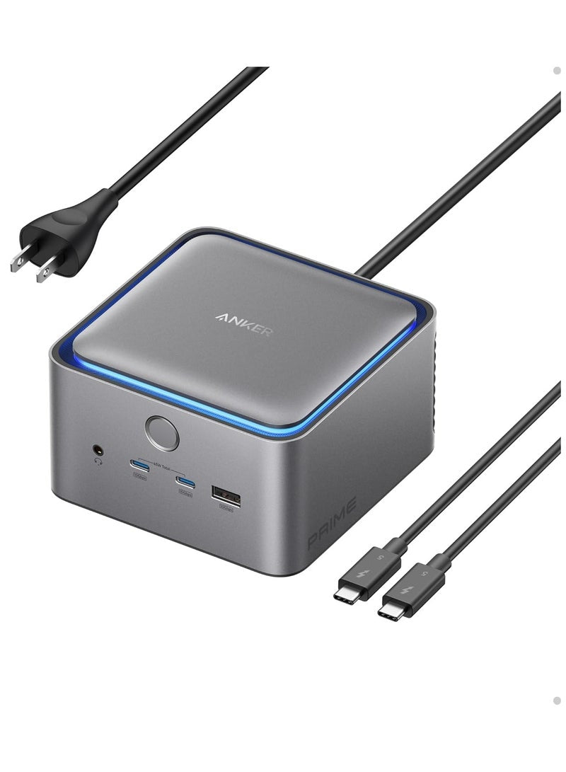 Anker Prime TB5 Docking Station, 14 Ports Thunderbolt 5 Docking Station with 140W Max Charging, 120Gbps Max Transfer, Ambient LED Lighting, Cooling System, Up to 8K Display for Thunderbolt 5/4 Laptops