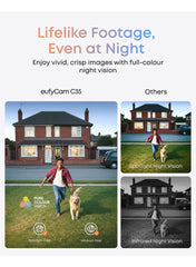 eufy Security eufyCam C35, Wireless Security Camera, Outdoor and Indoor, Magnetic Mount, Colour Night Vision, Subscription-Free On-Device Storage, IP67, Supports Solar Panel, White