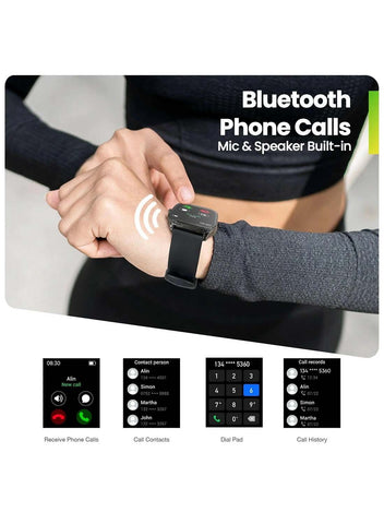Pop 3s Ultra-large 1.96" HD AMOLED Display,Fashionable Curved & Metallic Design With Bluetooth Phone Calls Black
