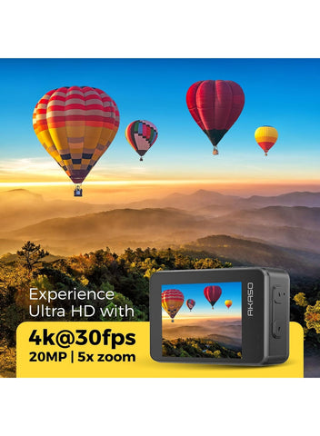 Akaso AKASO Brave 7 Action Camera 4K60FPS 20MP with 256GB U3 MicroSDXC Memory Card, Waterproof Camera with Touch Screen IPX8 33FT EIS 2.0 Upgraded Version | Best Price UAE | Dubai, Abu Dhabi