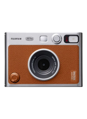 Instax Mini EVO Hybrid Instant Camera – Brown (USB-C) | Instant Print with Digital Preview, Creative Modes & Built-In Selfie Mirror