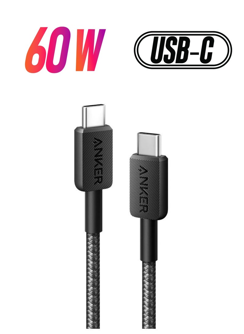 Anker USB-C To USB-C Cable 60W, 0.9 Meters, For Devices With USB-C Port, 322 Black | Best Price UAE | Dubai, Abu Dhabi