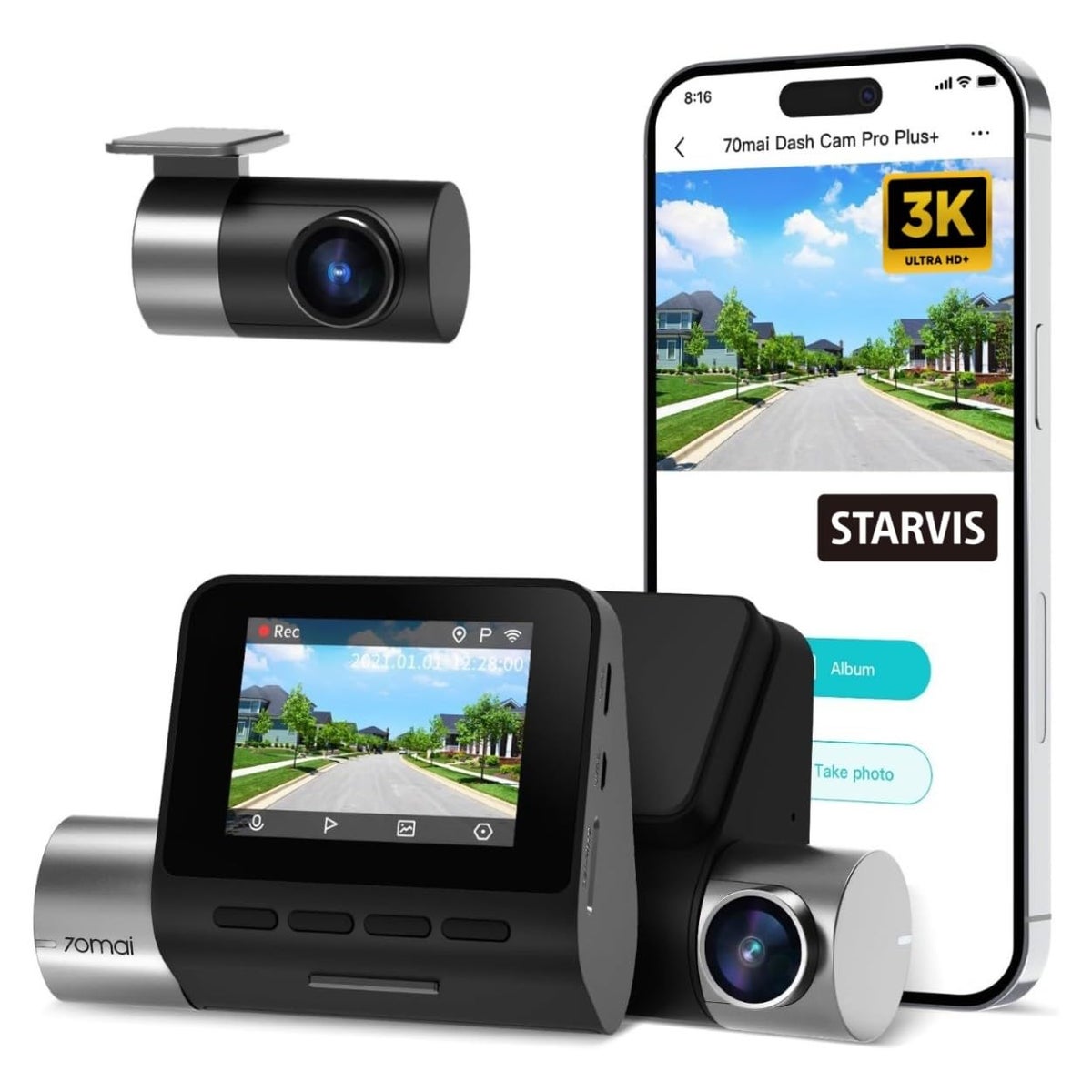 70mai 70mai Pro Plus+ Dash Cam, Black, Dual Channel | Best Price UAE | Dubai, Abu Dhabi