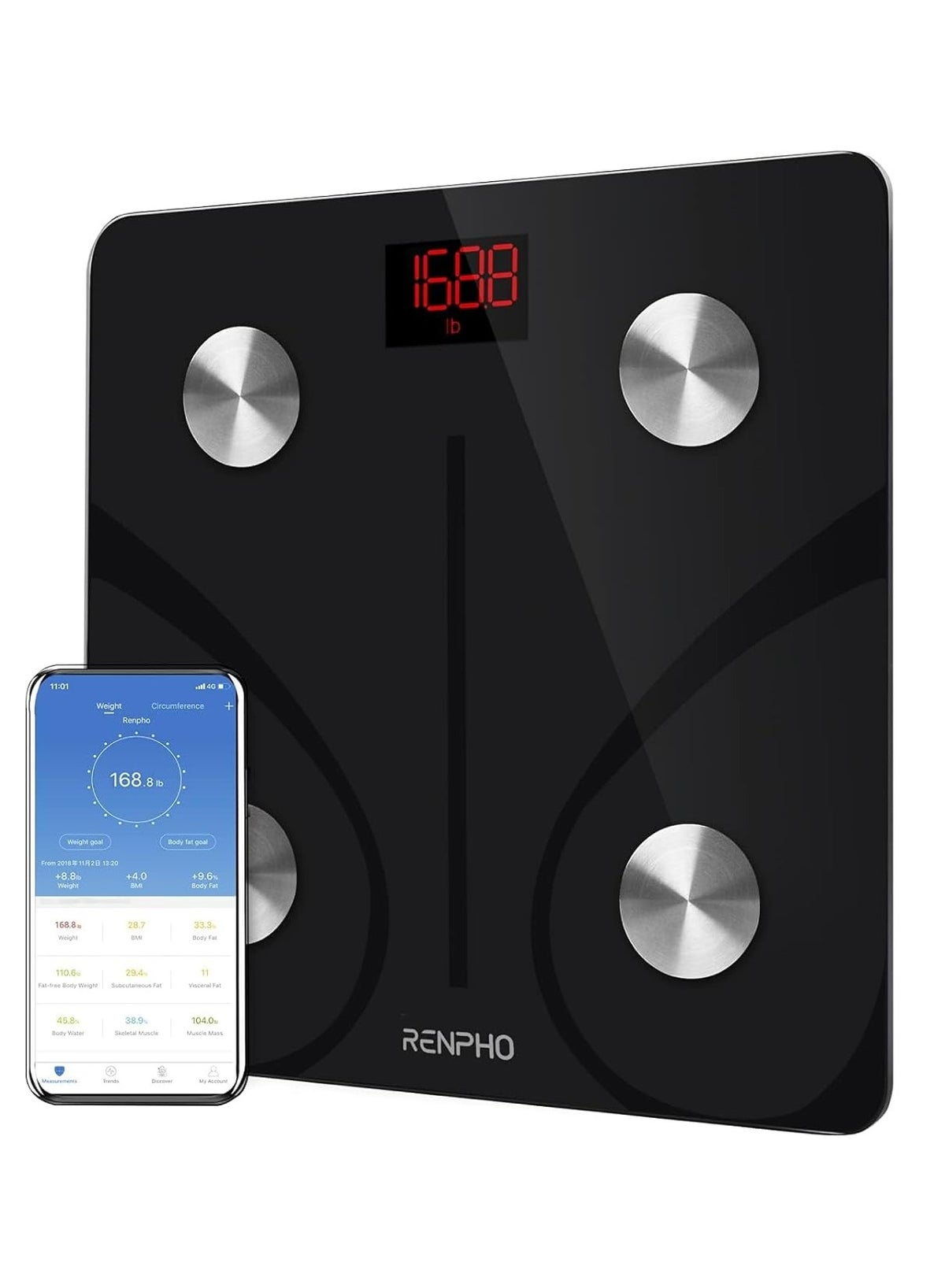 RENPHO RENPHO ES-CS20M Bluetooth Smart Body Fat Scale – 13 Body Metrics, BMI Monitor, 180kg Capacity, Black | Best Price UAE | Dubai, Abu Dhabi