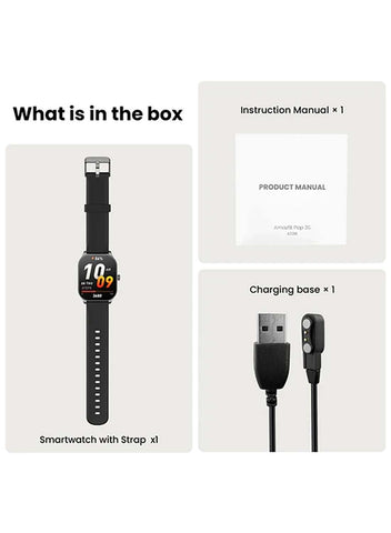Pop 3s Ultra-large 1.96" HD AMOLED Display,Fashionable Curved & Metallic Design With Bluetooth Phone Calls Black
