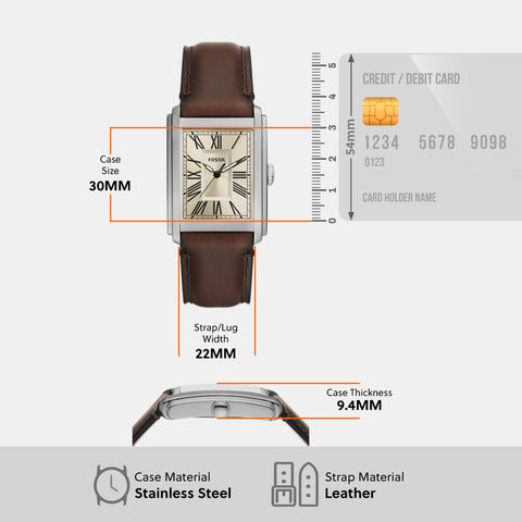 Fossil Carraway Three-Hand Brown Leather Watch - FS6012