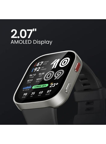 550 mAh Amazfit Bip Max 50mm Smartwatch, 2.07" AMOLED Display, 20 Days of Battery, GPS, 4GB Storage, Offline Maps, Fitness Tracker, Hybrid Training, 150+ Sports, HYROX Mode, 5 ATM for Android & iPhone, Silver silver