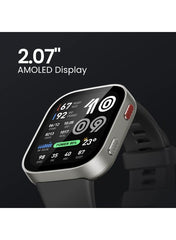 550 mAh Amazfit Bip Max 50mm Smartwatch, 2.07" AMOLED Display, 20 Days of Battery, GPS, 4GB Storage, Offline Maps, Fitness Tracker, Hybrid Training, 150+ Sports, HYROX Mode, 5 ATM for Android & iPhone, Silver silver