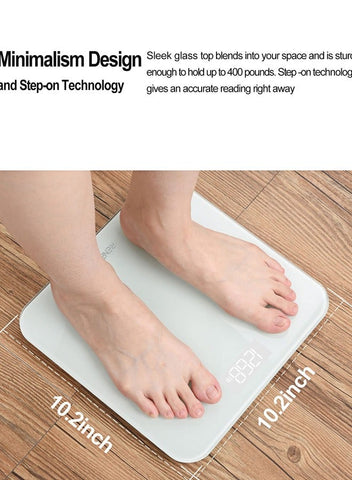 RENPHO RENPHO Digital Bathroom Scale Highly Accurate Body Weight Scale with Lighted LED Display Round Corner Design 400 lb,White - Core 1S | Best Price UAE | Dubai, Abu Dhabi