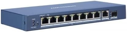 Hikvision - Switch Hikvision 10 Ports ~ 8 Gigabit PoE Ports ~ 1 RJ45 Gigabit Port ~ 1 SFP Port Fiber Optic Network Switch - DS-3E0510P-E/M