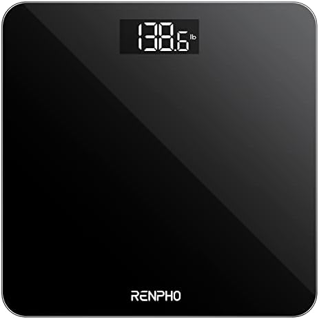 RENPHO Digital Bathroom Scales for Body Weight, Weighing Scale Electronic Bath Scales with High Precision Sensors Accurate Weight Machine for People, LED Display, Black, 180kg, Core 1s