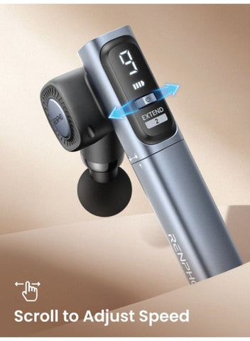 RENPHO Massage Gun with Adjustable Angles and Extension Handle Handheld Percussion Muscle Massager Deep Tissue with Portable Carry Case for Men Women Extend 2 | Best Price UAE | Dubai, Abu Dhabi
