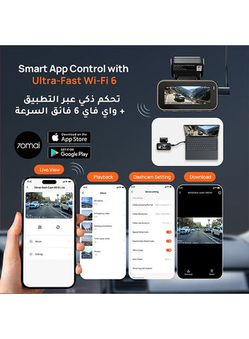 70mai A810 Lite Dash Cam, 4K Front & 1080P Rear, Night Vision, Supercapacitor, 64GB SD Card Included, GPS, 3.18" IPS Display, 24H Parking Mode (Optional)