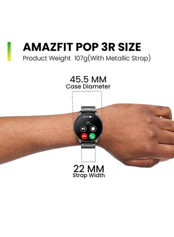 Pop 3R Smart Watch With 1.43" (3.6 Cm) HD AMOLED Display, BT Calling And AI Voice Assistance Black