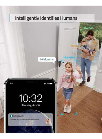 Security 2K Indoor Cam Pan & Tilt, Home Security Indoor Camera, Human and Pet AI, Works with Voice Assistants, Motion Tracking, Night Vision, MicroSD Card Required, HomeBase Not Required