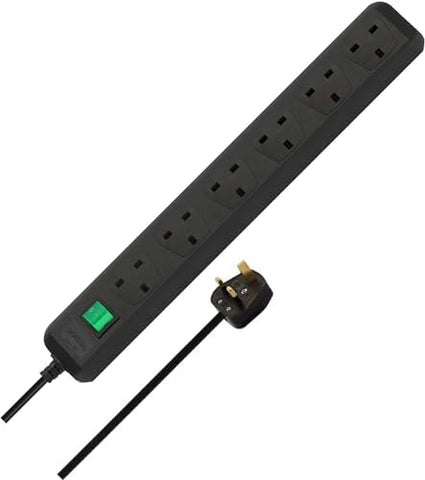 Brennenstuhl Eco-Line, 6-way extension lead with power switch and 1.5m cable, extremely energy-efficient, colour: black