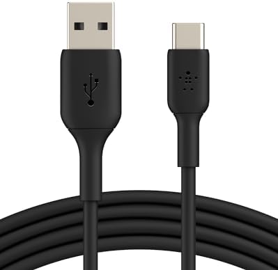 Belkin BoostCharge USB C charger cable, USB-C to USB-A cable, USB type C charging cable for iPhone 15, Samsung Galaxy S24, S24+, S24 Ultra, Pixel, iPad Pro, Nintendo Switch and more - 1m, Black