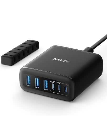 Anker Charger 112W 6 Ports USB C Charger SG 3 Pin Plug USB Charger Black