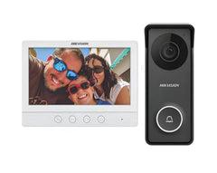 HIKVISION HD Video Intercom System with 7" LCD Screen Wired Video Door Phone/BuiltIn Mic & Loudspeaker/One Call Button(DS-KIS213) / Water and dust resistant (IP65) / Plug & Play