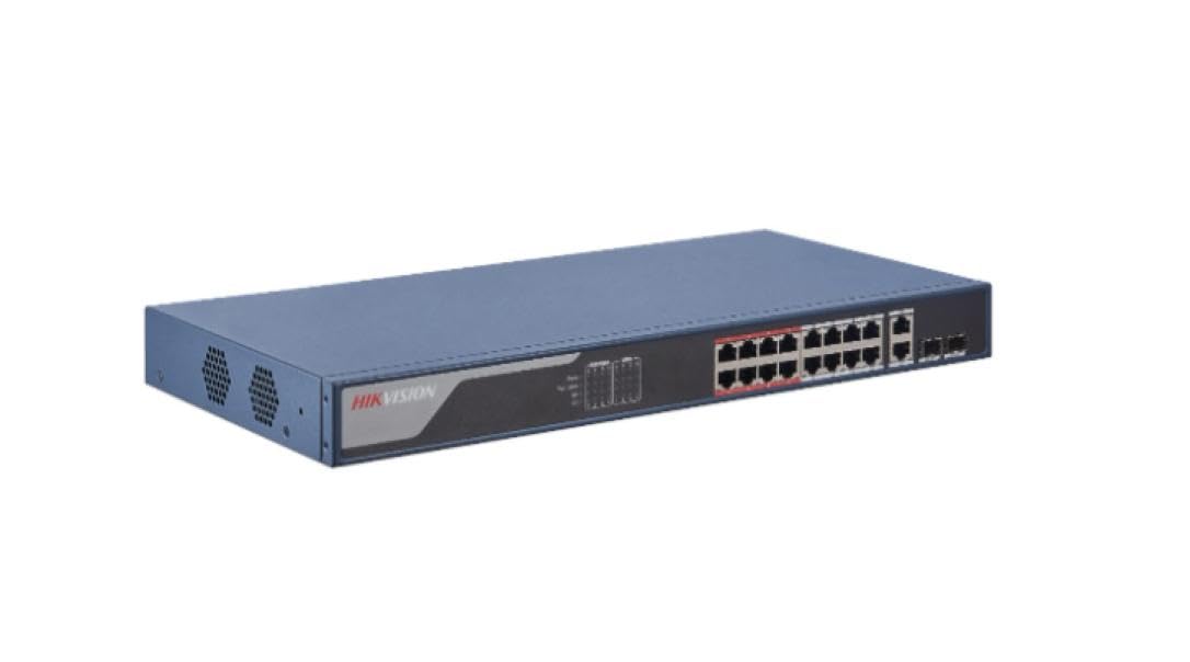Hikvision - Fast Ethernet Hikvision Switch 16 PoE+2 Gigabit Ports - DS-3E1318P-SI