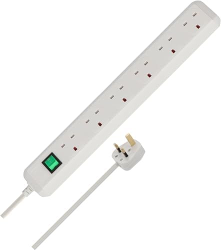 Brennenstuhl Eco-Line, 6-way extension lead with power switch and 1.5m cable, extremely energy-efficient, colour: white