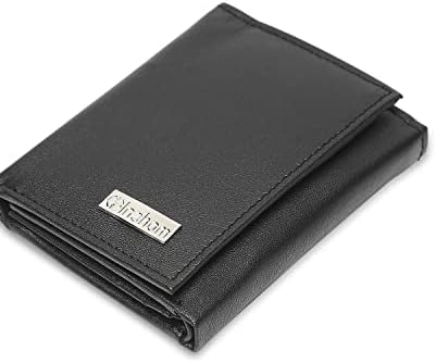 Inahom Tri-Fold Organised Flat Nappa Genuine and Smooth Men's Leather Wallet -IM2021XDA0005-001-Black