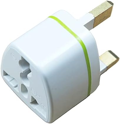 Zolele Universal Power Adaptor 3 Pin Travel Adapter For US/AU/JP/CN Socket UK Plug 250V 13A- White