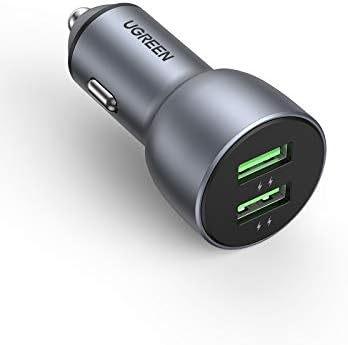 UGREEN Fast Car Charger 36W Dual USB QC 3.0 Quick Charging Aluminum Car Adapter Compatible with iPhone 14/14 Pro/14 Pro Max/13 Pro Max/13/12 Pro Max/SE/11,Galaxy S23/S22/S21,Oneplus 10/9, Xiaomi, etc