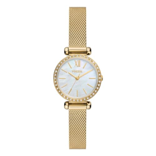 Fossil Tillie Mini Three-Hand Gold-Tone Stainless Steel Mesh Watch - BQ3898