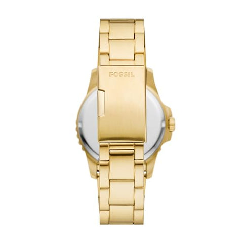 Fossil Men's Blue Quartz Stainless Steel Three-Hand Watch, Color: Gold/Black Taper (Model: FS6035)