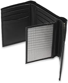 Inahom Tri-Fold Organised Flat Nappa Genuine and Smooth Men's Leather Wallet -IM2021XDA0005-001-Black