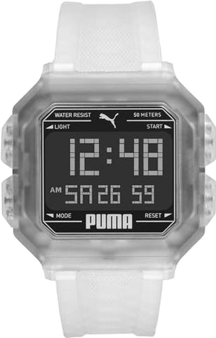 PUMA Remix Women's Digital Watch with Black LCD Dial and White Silicon Strap - P5036