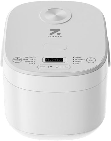 ZOLELE Smart Rice Cooker 5L ZB600 Smart Rice Cooker for Rice, Porridge, Soup, Stew, and More. With 16 Preset Cooking Functions, 24-Hour Timer, Keep Warm Function, and Non-Stick Inner Pot - White