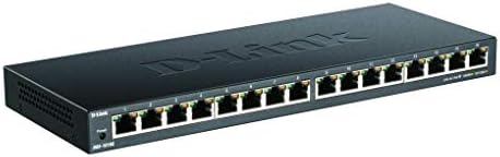 D-Link DGS-1016S 16-Port Gigabit Unmanaged Switch, Fanless, Low Profile, Metal Housing, Desktop/Wall Mount, Plug-and-Play, 802.1p QoS, 802.3az EEE black DGS-1016S