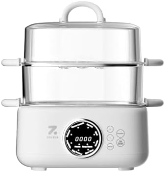 ZOLELE ES931 Electric Steamer 9.3L Large Capacity 3-Tier Steamer with Removable Inner Liner, Non-Stick Ceramic Coating Built-in Timer Easy to Clean Healthy Cooking for Vegetables Fish and Meat - White