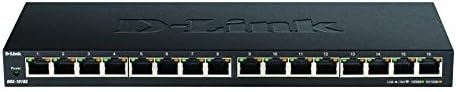 D-Link DGS-1016S 16-Port Gigabit Unmanaged Switch, Fanless, Low Profile, Metal Housing, Desktop/Wall Mount, Plug-and-Play, 802.1p QoS, 802.3az EEE black DGS-1016S