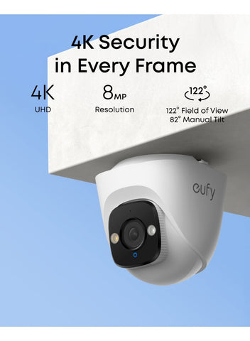eufy eufy Security PoE NVR CCTV Camera Systems E41, Wired Outdoor Cam, 4K UHD Turret Cams, 122° FOV, Colour Night Vision, 24/7 Recording, AI Detection, Red & Blue Lights, 8 Channel NVR, 2TB HDD, IP67 | Best Price UAE | Dubai, Abu Dhabi